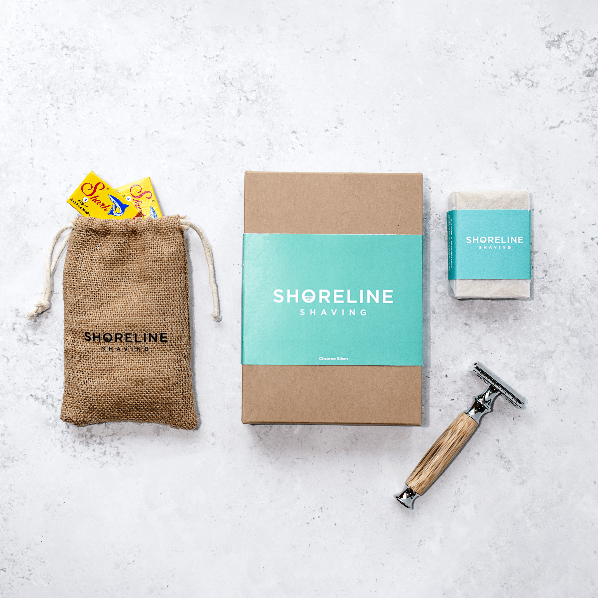 Shoreline Shaving Bamboo Safety Razor Kit - Chrome Silver | Life Before Plastic